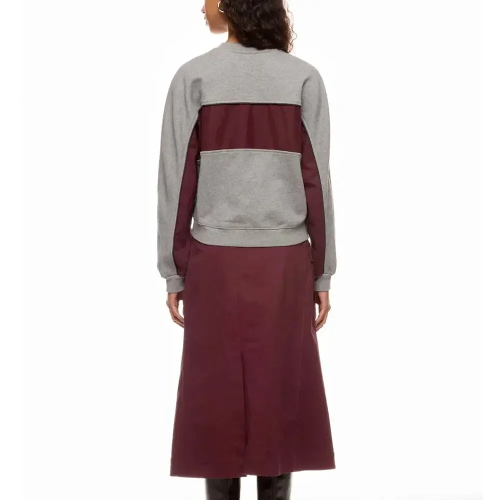 3.1 Phillip Lim Burgundy Gray Sweatshirt Midi Dress SMALL Oversize Designer $600 - Picture 2 of 10